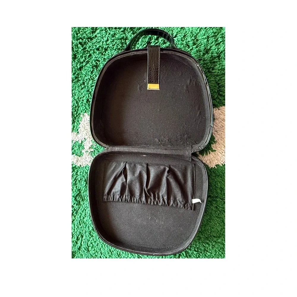 Unbranded Vanity Case Women Medium‎ Black Fair Croc Embossed Retro Train Bag